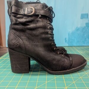 Born Black Leather Combat Boots